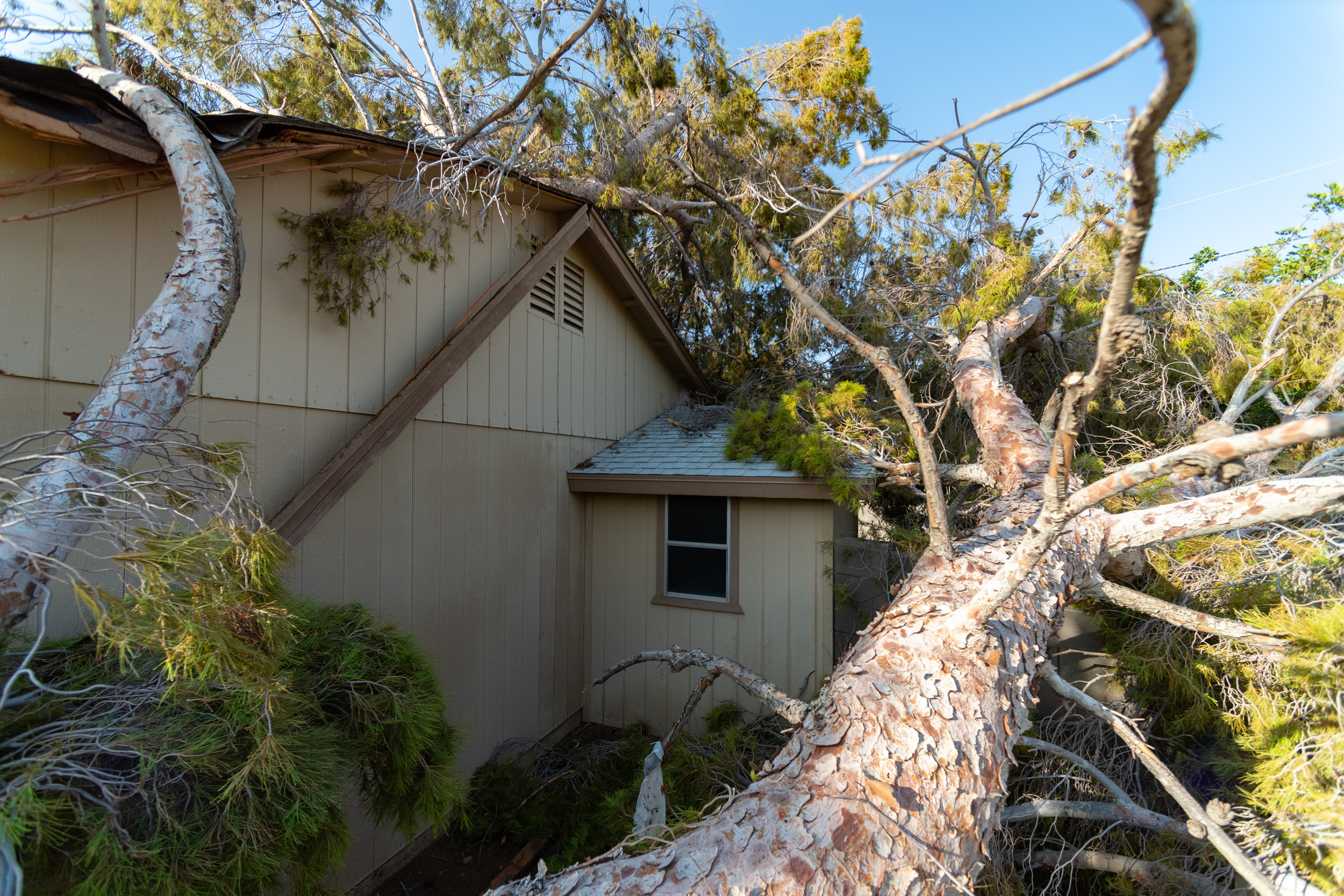 Damaged house roof after storm